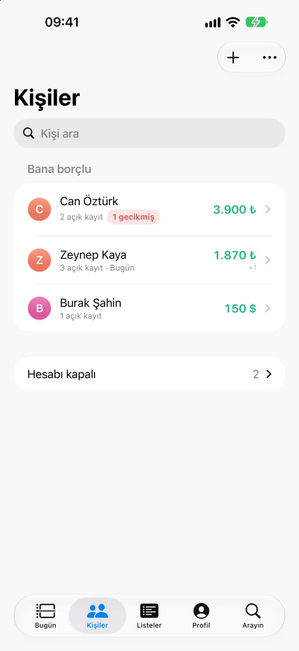 Kişiler: James Miller, Sophia Reed, Olivia Carter; 2 kapanmış hesap.