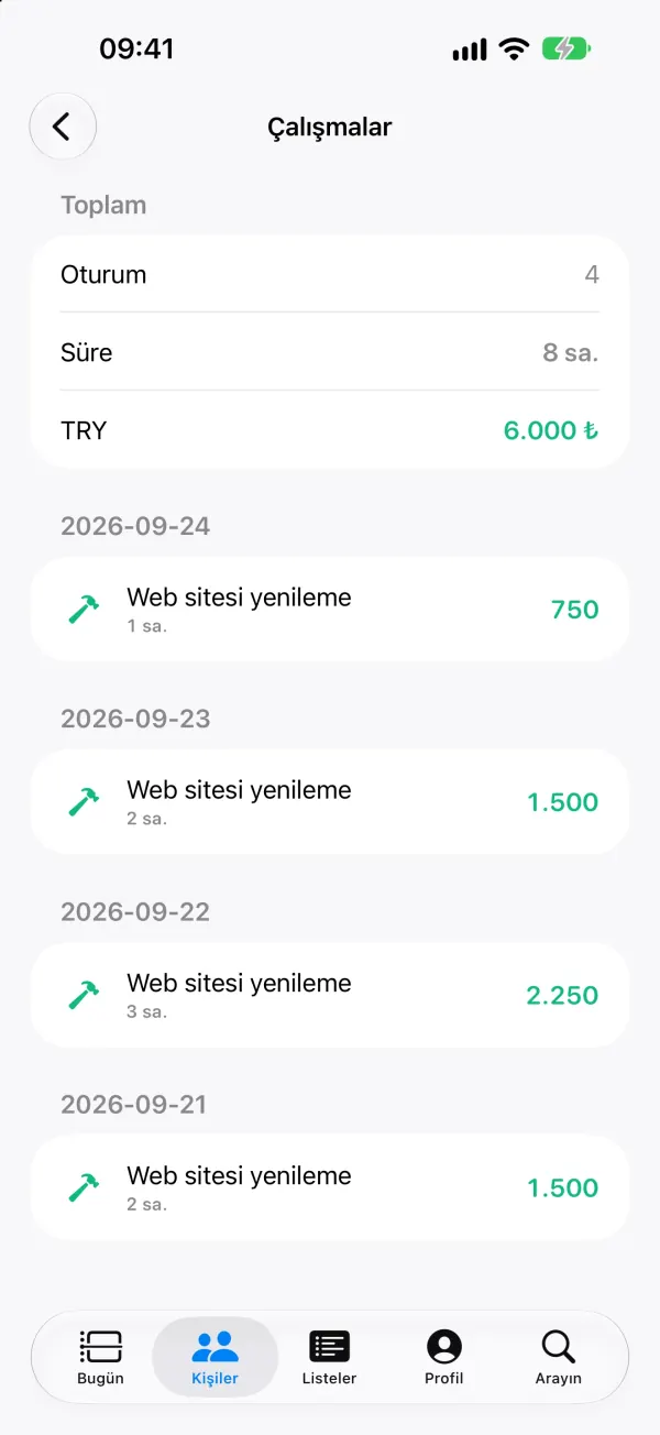 Çalışma geçmişi: 4 oturum, 8 saat, 520 $; tek alacakta birleştirilmeye hazır.